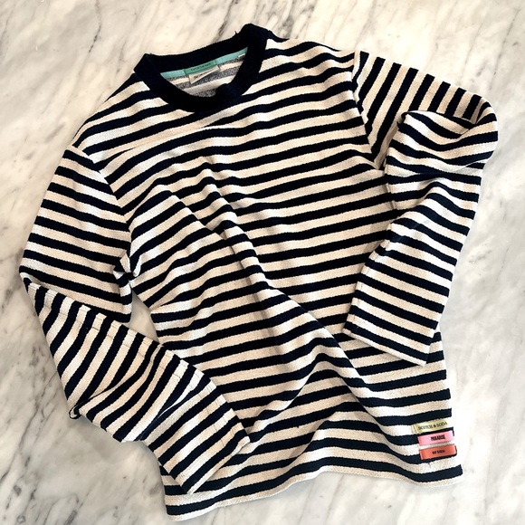 Scotch & Soda Striped Terry Crew Neck - Picture 1 of 9